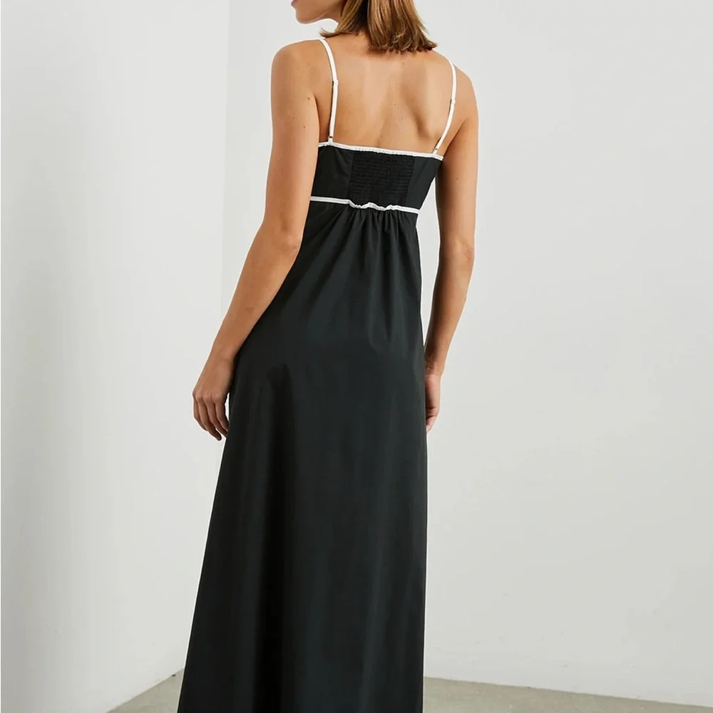 Rails Jessa Cutout Maxi Dress Adjustable Straps Contrast Trim Black White M NWT - Picture 5 of 11